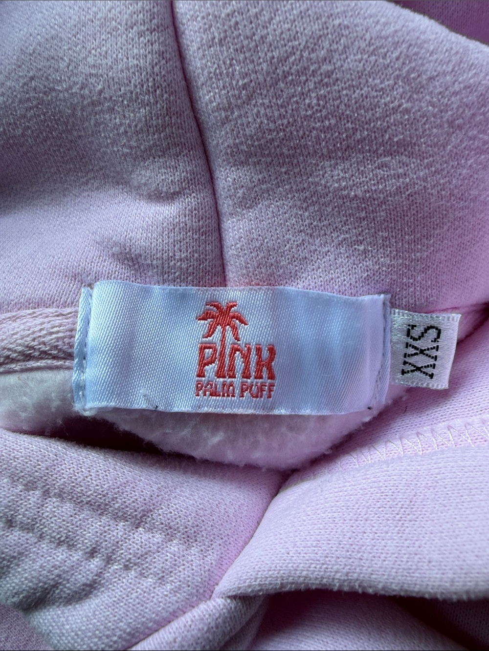 Pink Palm Puff Hawaii Hibiscus" Hoodie in Blush in XXS - Picture 3 of 6